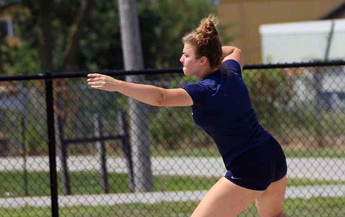 Athlete throwing at Hammerman Field